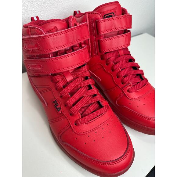 Fila Red Monochromatic F-14 High Top Casual Sneaker Shoe 8 - Picture 6 of 14